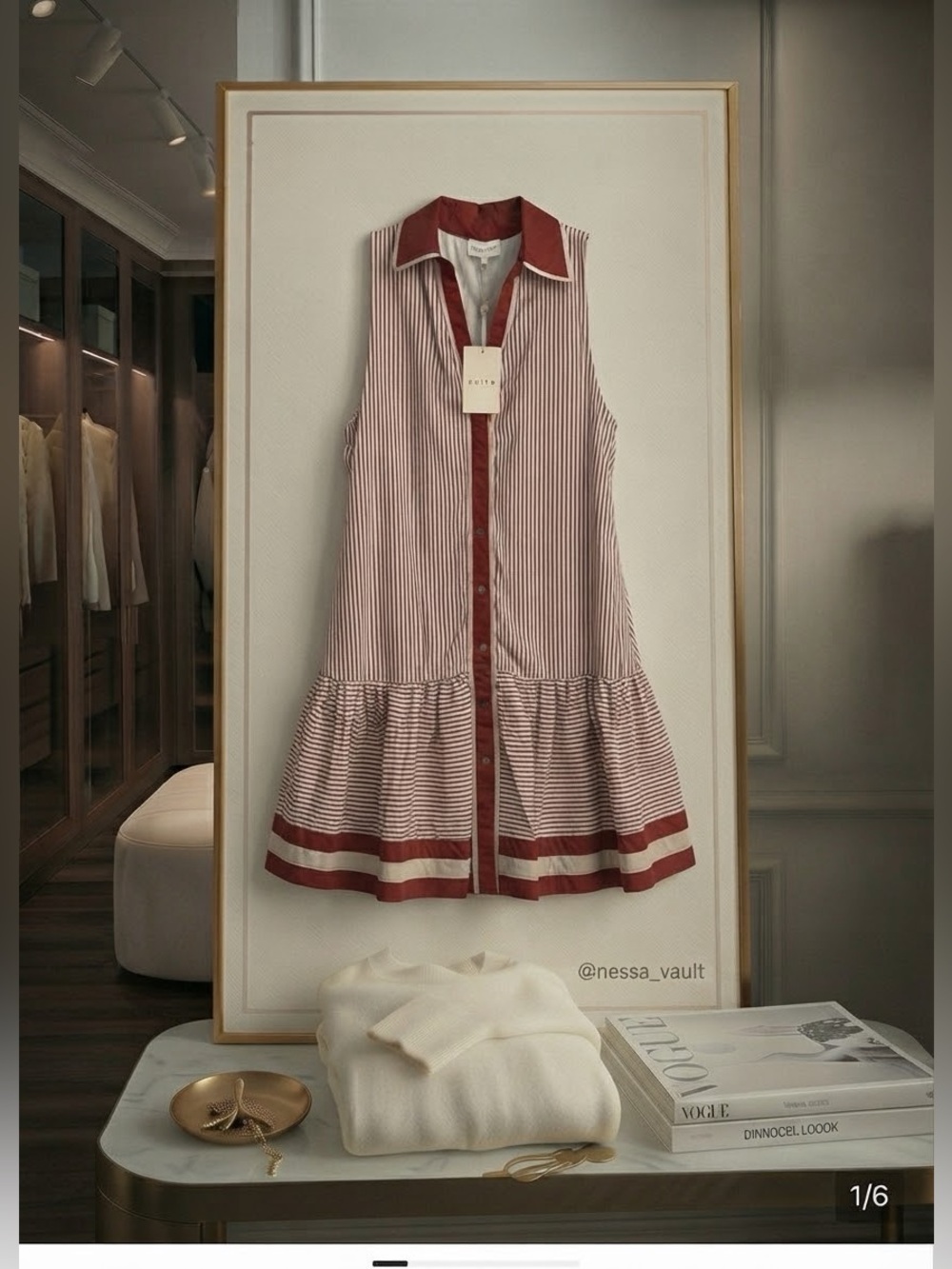 entro Red and White Striped Sleeveless Button-Down fall dress